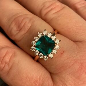 Ring Stone Lab Created Dark Paralba
Green Tourmaline Rose Gold Plating Sz 10 #12